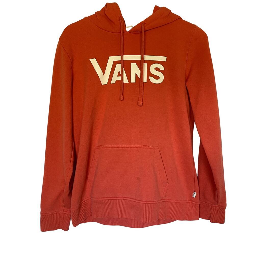 Vans bright orange hoodie women's size small cotton sweater casual FLAW